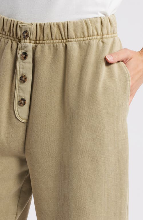 Frame Button Front Cotton Blend Sweatpants In Vintage Military