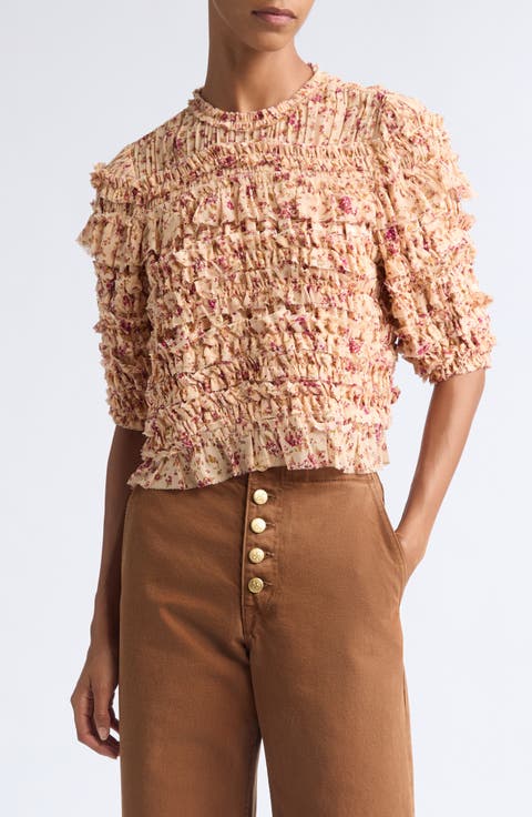 Mabel Silk Ruffle Top