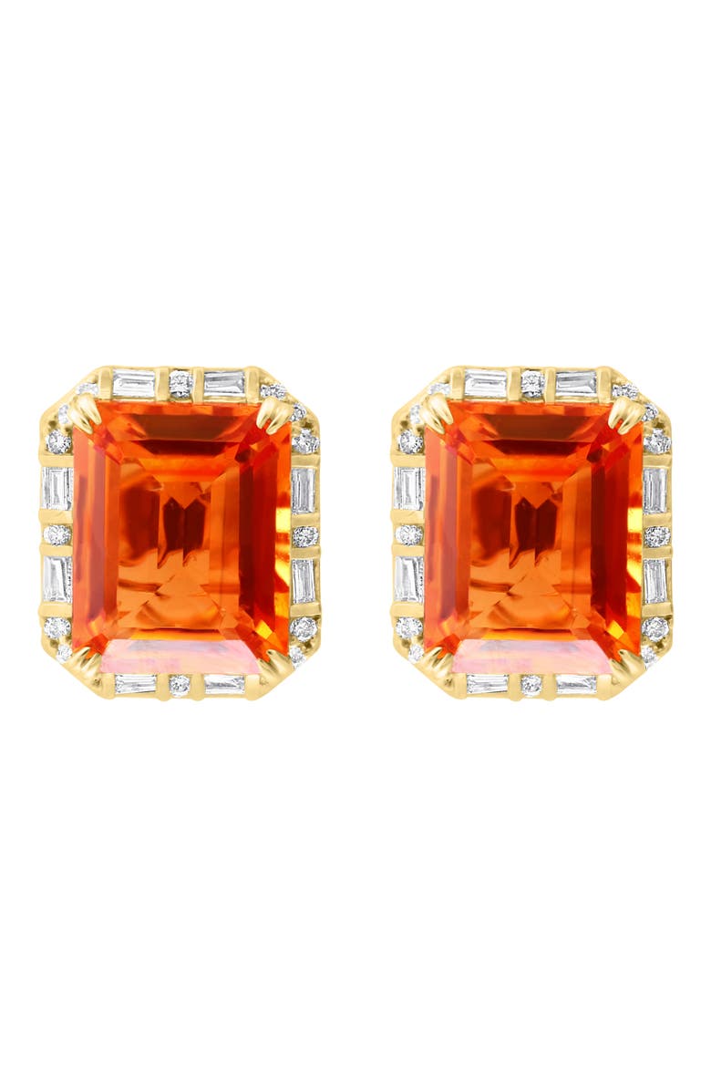 14K Yellow Gold Citrine & Diamond Stud Earrings, Alternate, color, ORANGE