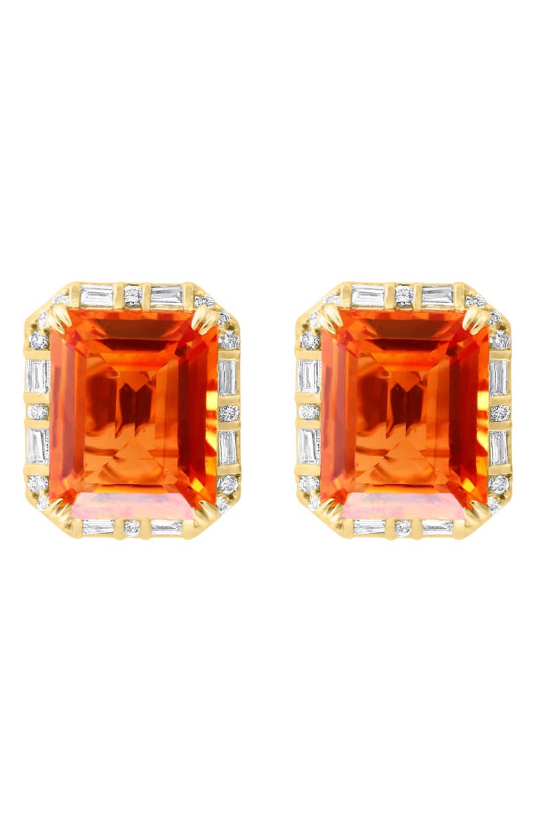 EFFY 14K Yellow Gold Citrine & Diamond Stud Earrings, Alternate, color, Orange