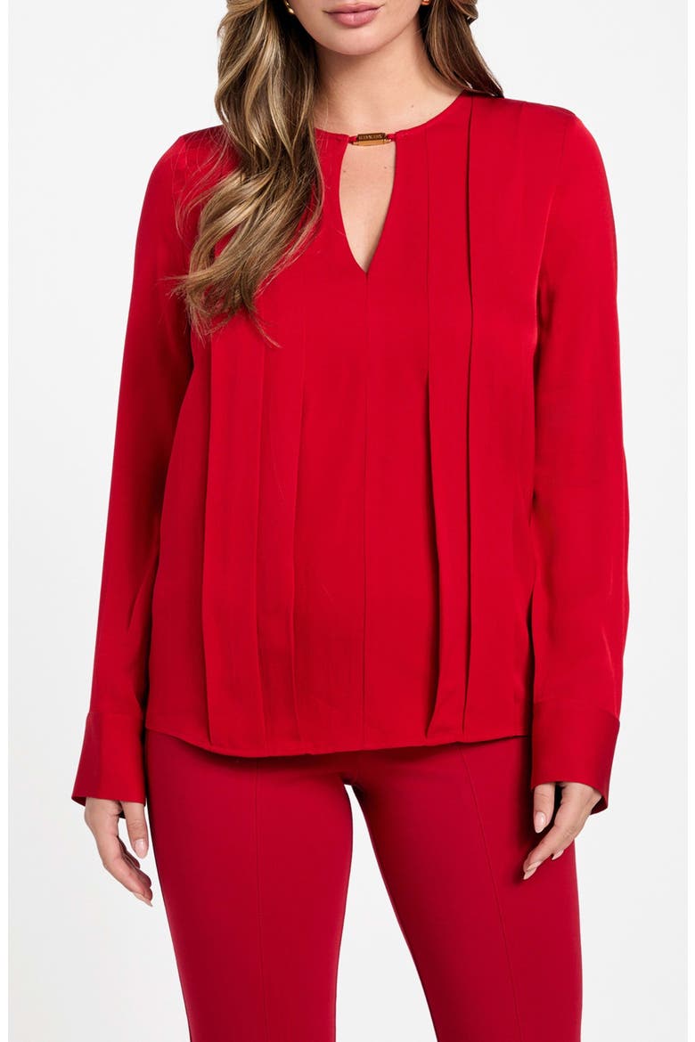 Anita Keyhole Pleated Top, Main, color, SAMBA RED VIBES