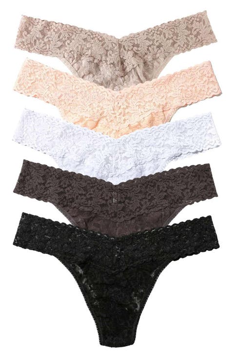 Assorted 5-Pack Lace Low Rise Thongs