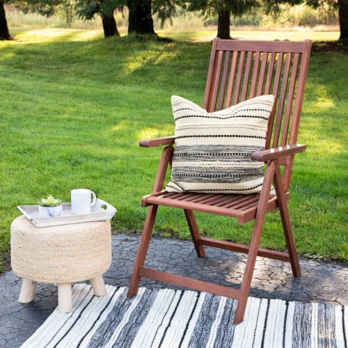 Northlight 20" Cream And Black Twisted Textured Block Handloom Woven Outdoor Square Throw Pillow