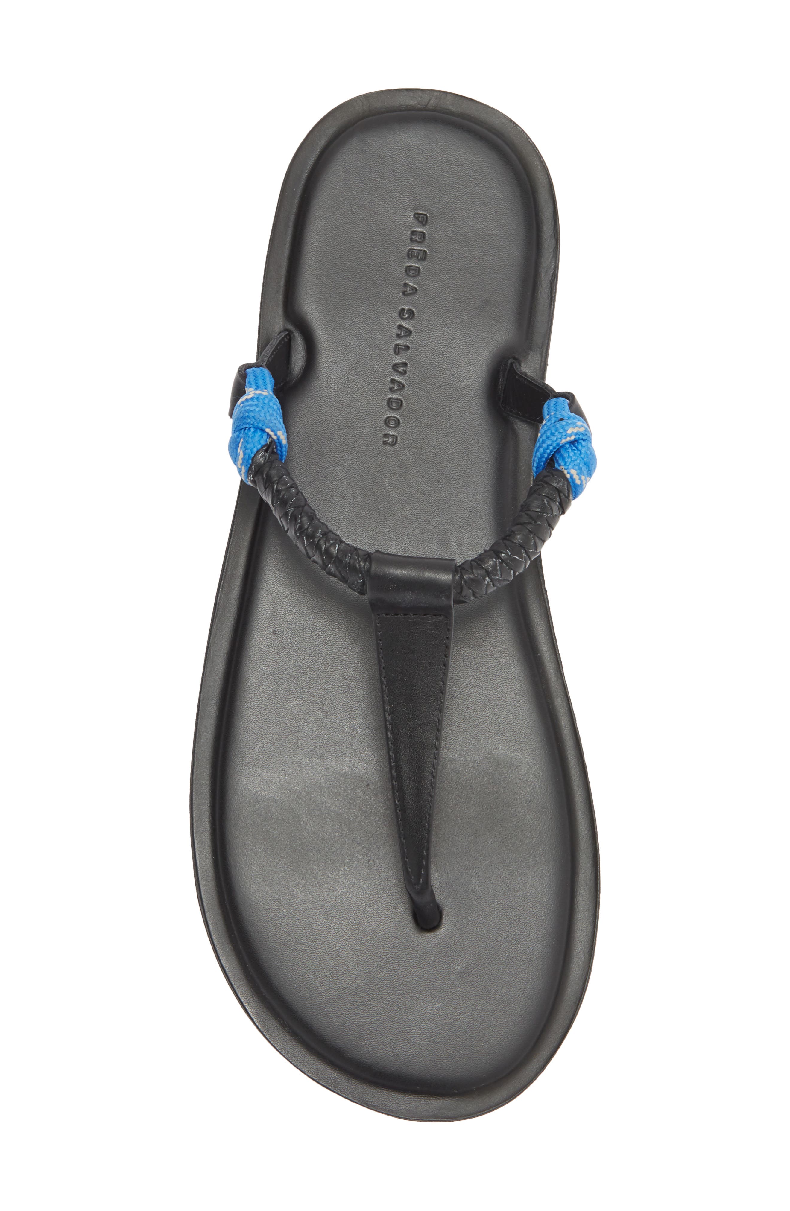 Freda Salvador Knotted T-Strap Sandal, Alternate, color, Cobalt Rope Combo