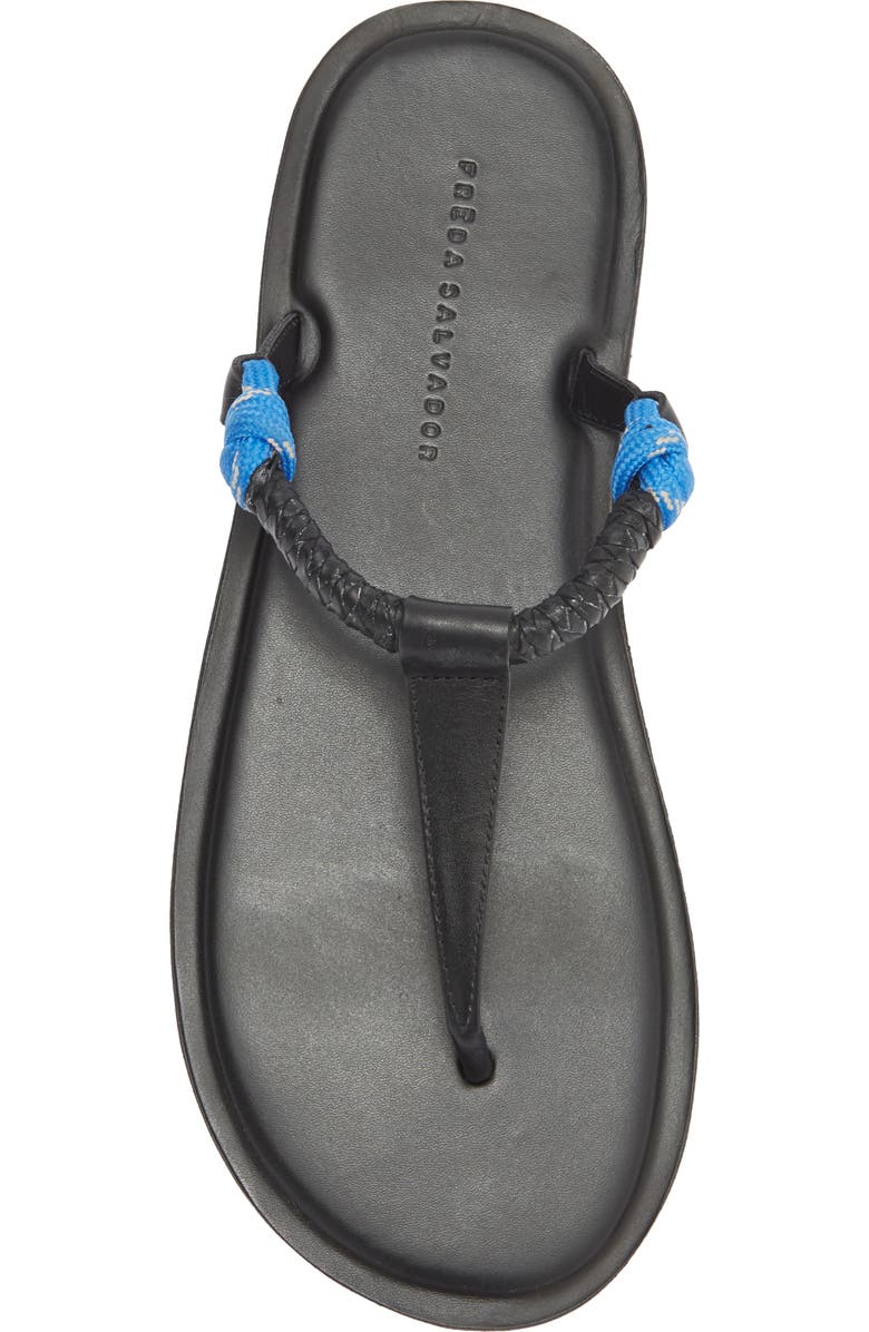 Freda Salvador Knotted T-Strap Sandal, Alternate, color, Cobalt Rope Combo