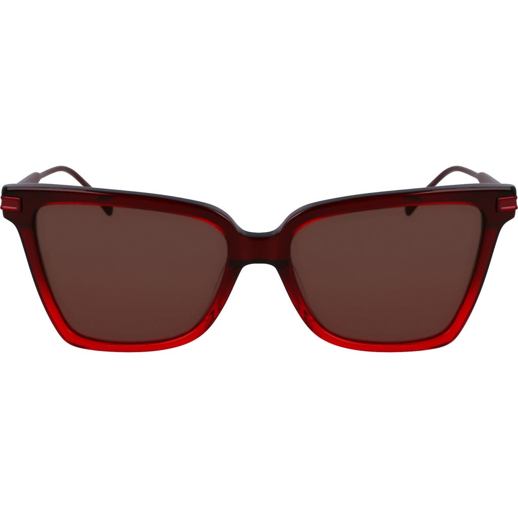 Ferragamo Gancini 56mm Butterfly Sunglasses In Gradient Transparent Dark Red