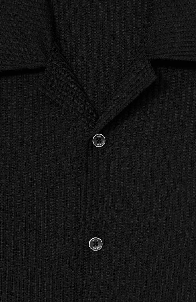 Reiss Warwick Texture Camp Shirt, Alternate, color, Black
