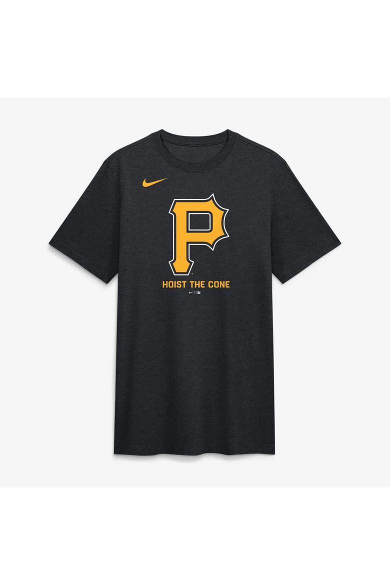 Men's Nike Heather Black Pittsburgh Pirates Hoist the Cone Tri-Blend T-Shirt, Main, color, Heather Black