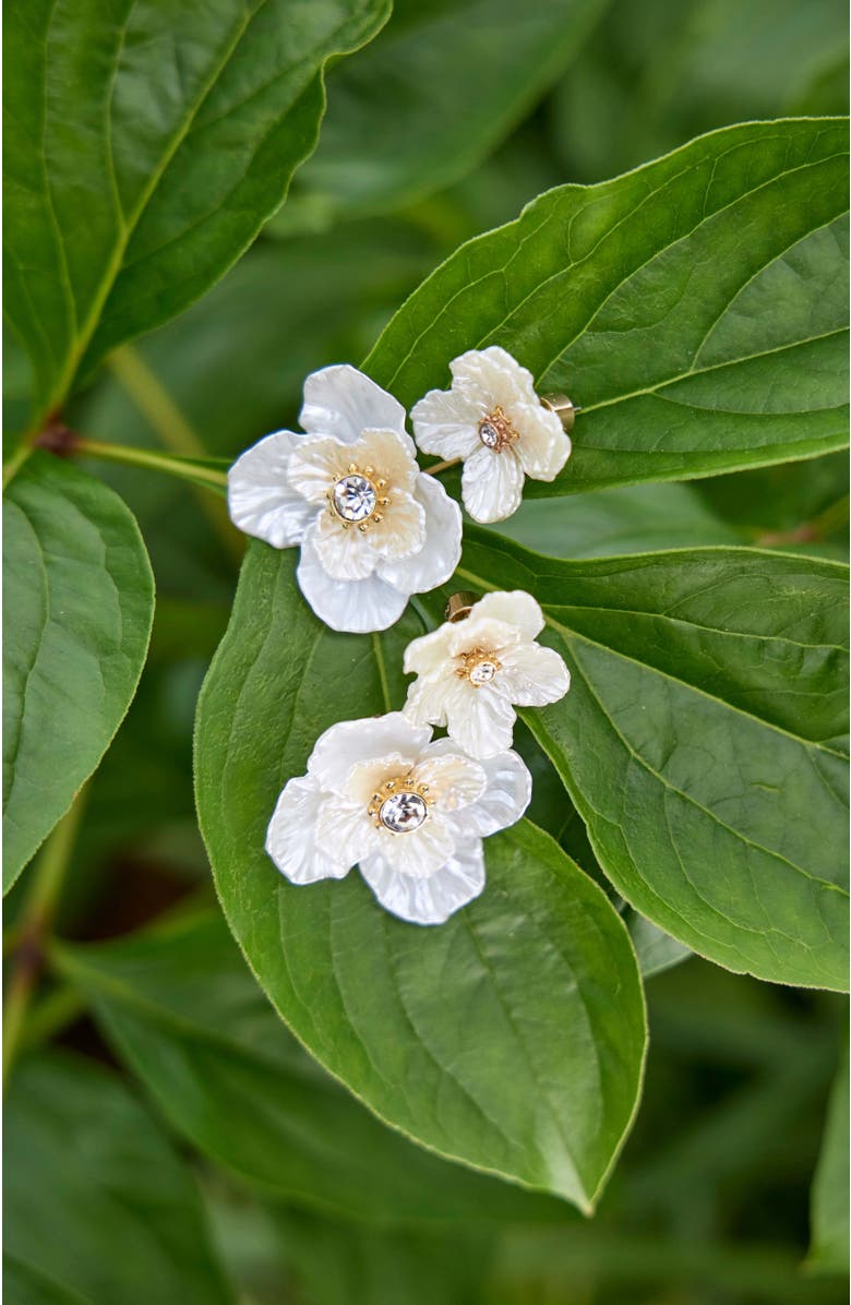 Alex and Ani New York Botanical Garden<sup>®</sup> 2-in-1 Poppy Statement Earrings, Alternate, color, White