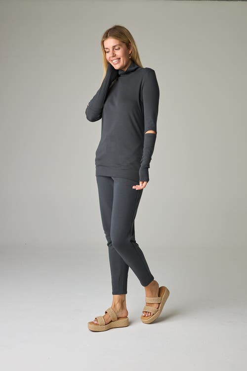 eavolu Acadia Eco-Luxe Rib Split-Sleeve Long Sleeve Top | Ultra-Luxe Flow in Slate  product
