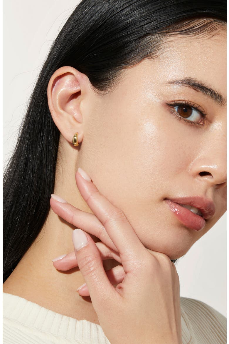Nate Teardrop Hugging Hoop Earrings, Alternate, color, 925 YG