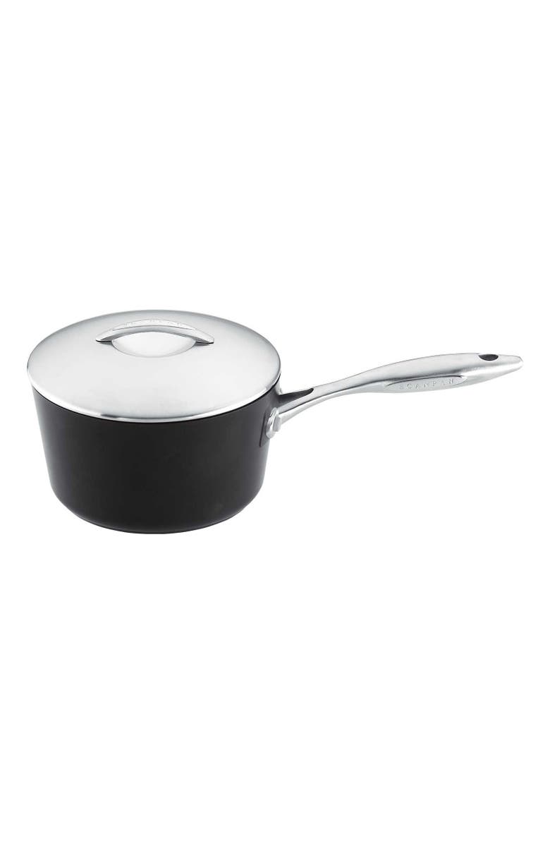 Scanpan Professional 1 Quart Covered Saucepan, Main, color, Black