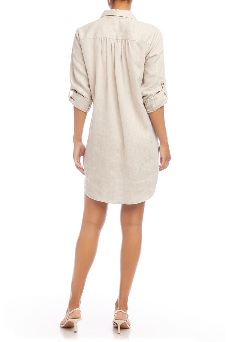 Long Sleeve Linen Shirtdress, Alternate, color, OATMEAL