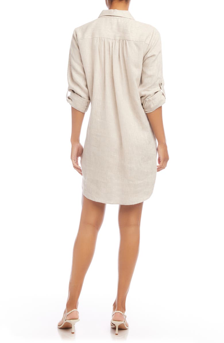Karen Kane Long Sleeve Linen Shirtdress, Alternate, color, Oatmeal