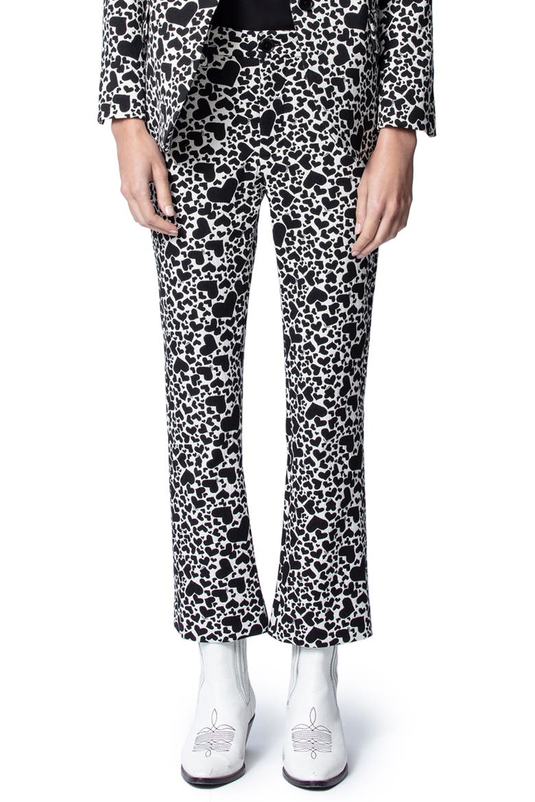 Polis Jac Coeur Heart Print Trousers, Main, color, VANILLE