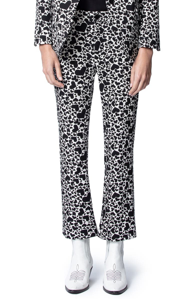 Zadig & Voltaire Polis Jac Coeur Heart Print Trousers, Main, color, 
