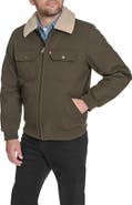 Levi's Water Resistant Faux Shearling Collar Canvas Bomber Jacket