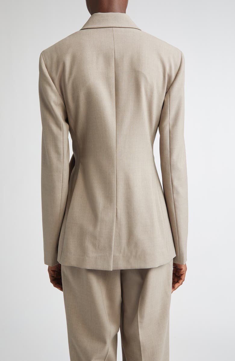 Lafayette 148 New York Slim Fit Responsible Stretch Wool Wrap Blazer, Alternate, color, Hickory Melange