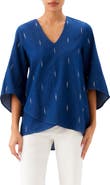 Karen Kane Embellished Asymmetric Hem Chambray Top