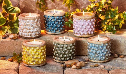 Tag Hobnail Citronella Candle Blue 12 Hour Burn Perfect For Summer In Blue