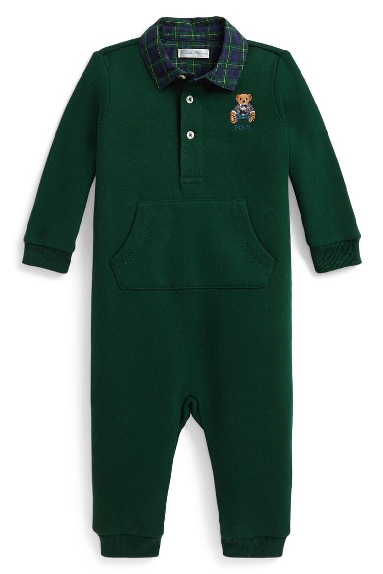 Kids' Polo Bear Fleece Coverall, Main, color, MOSS AGATE