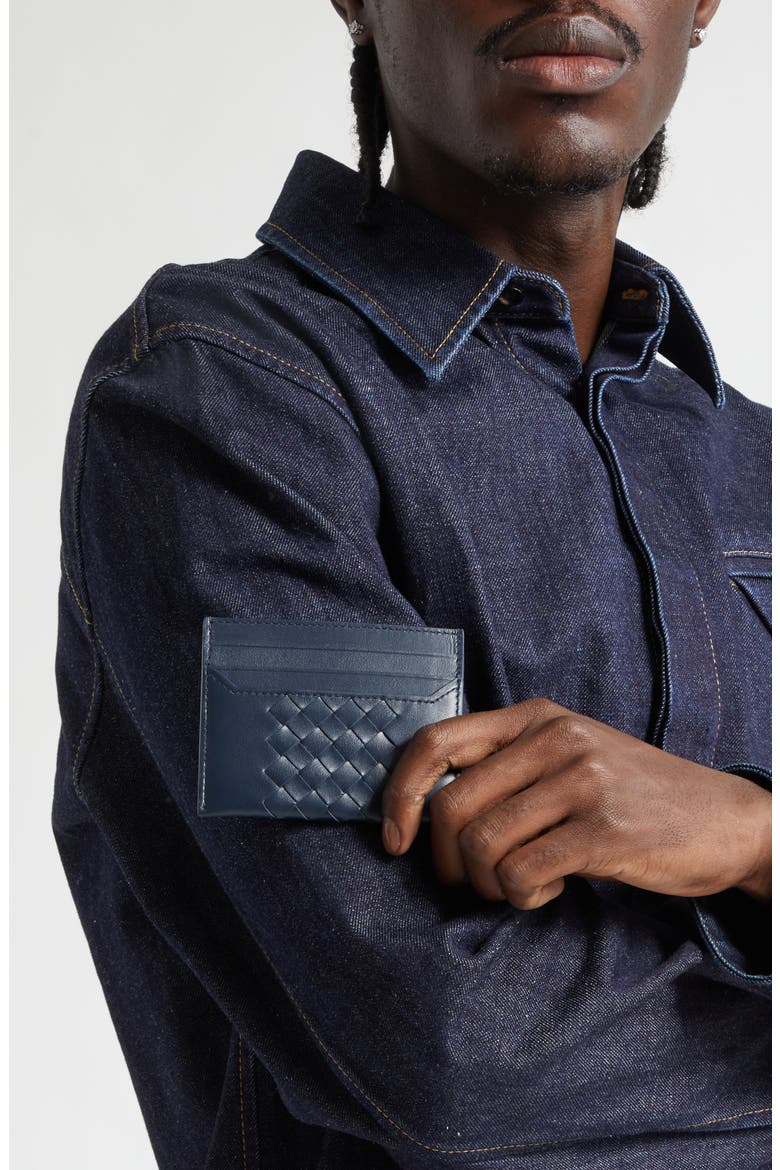Piccolo Intrecciato Leather Card Case, Alternate, color, NEPTUNE