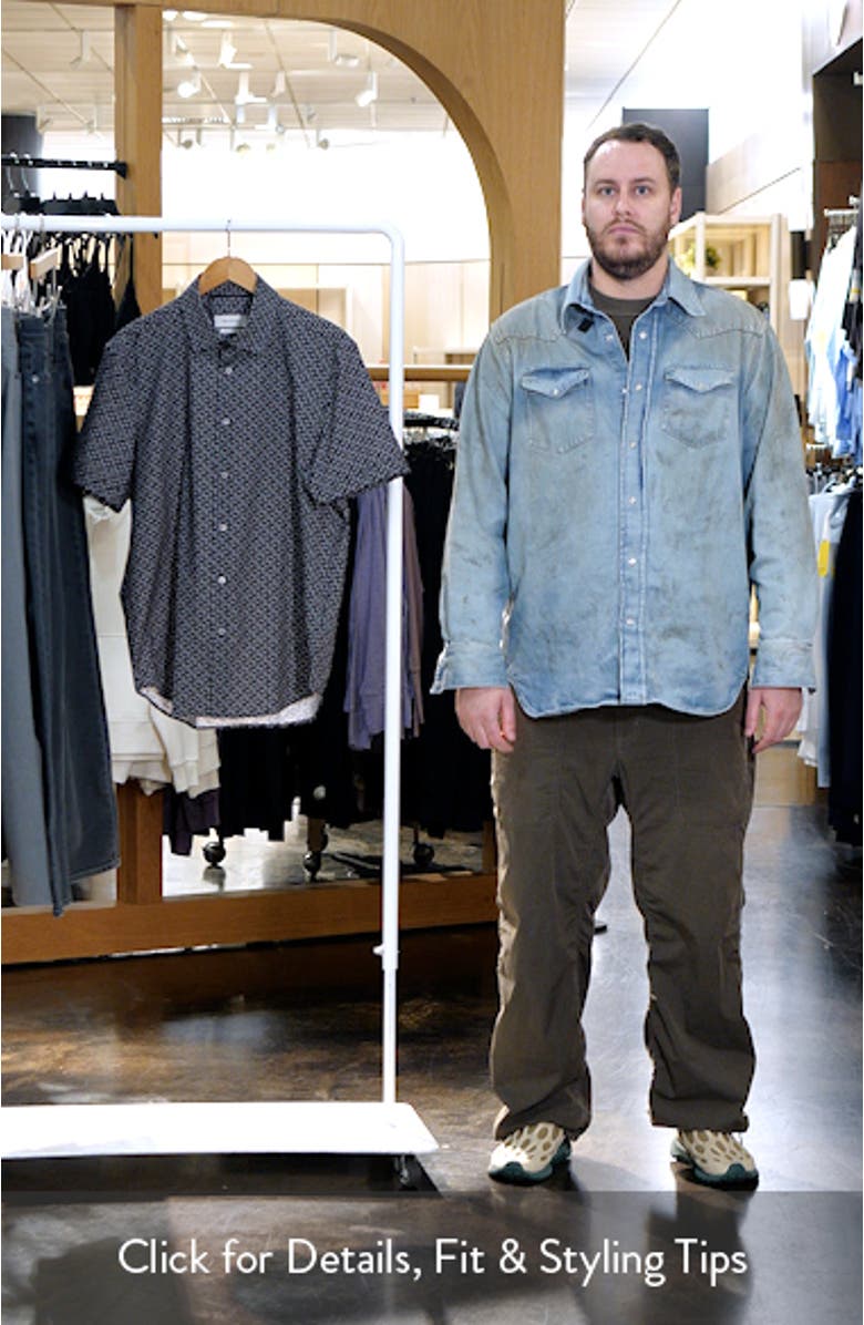 Miles OoohCotton<sup>®</sup> Champagne Flute Print Short Sleeve Button-Up Shirt, sales video thumbnail