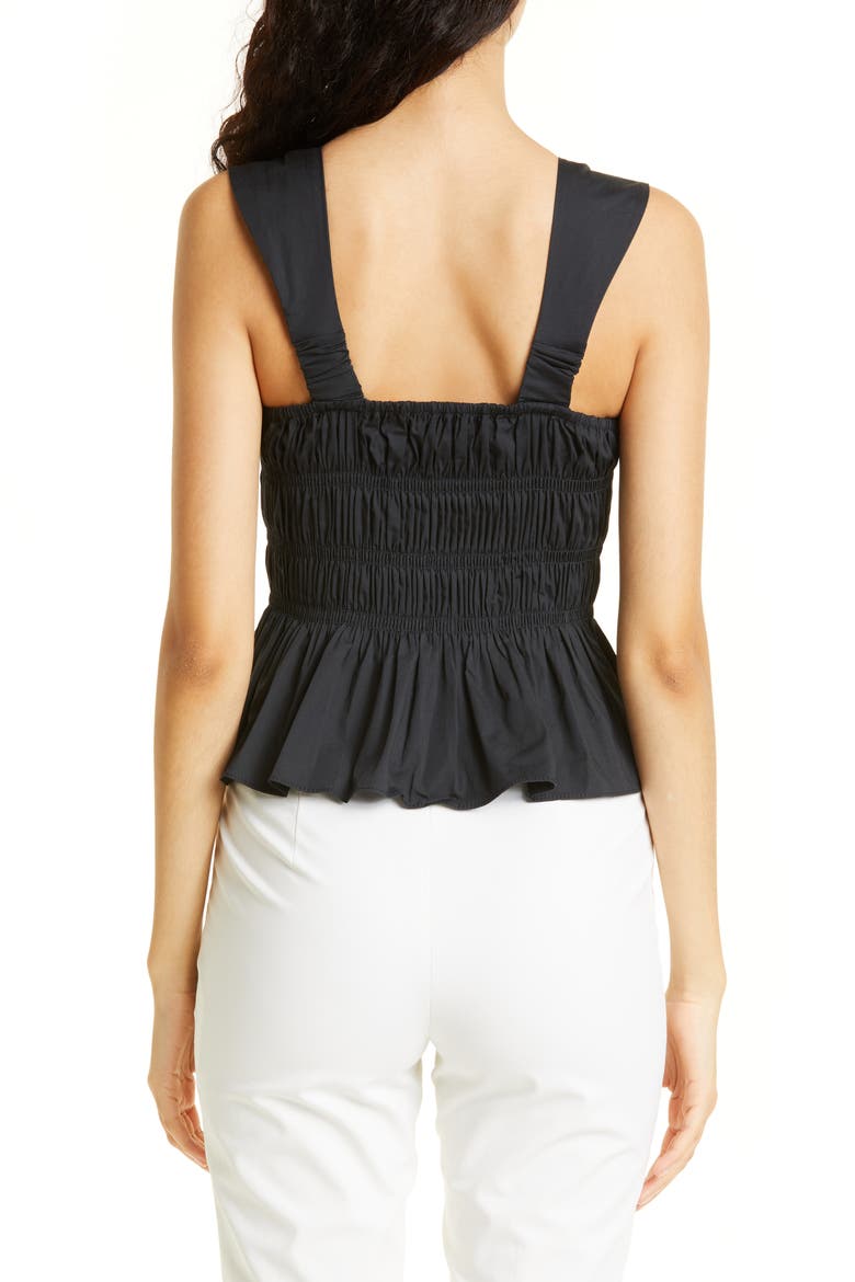 Ida Shirred Peplum Top, Alternate, color, BLACK