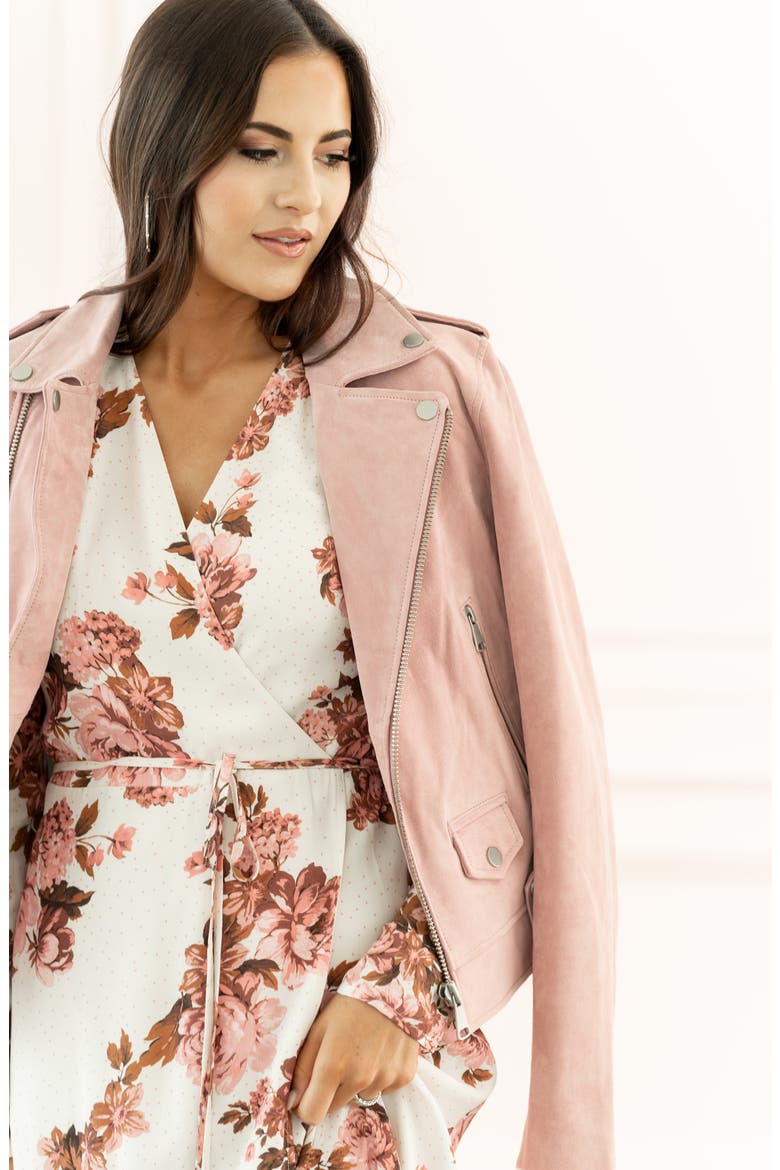 Suede Moto Jacket, Main, color, BLUSH