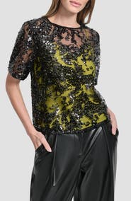 DKNY Sequin Overlay Boxy Top