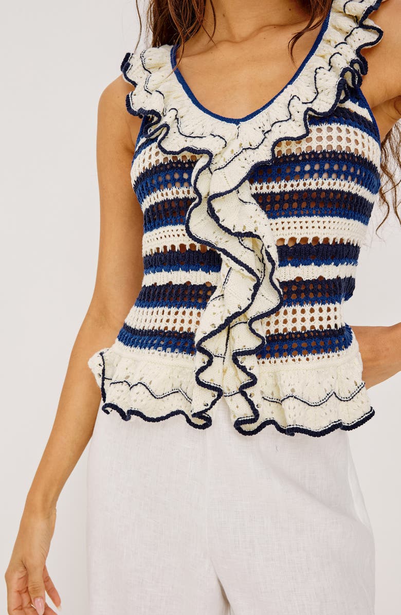 Rails Luci Ruffle Trim Knit Tank, Alternate, color, Crete Stripe