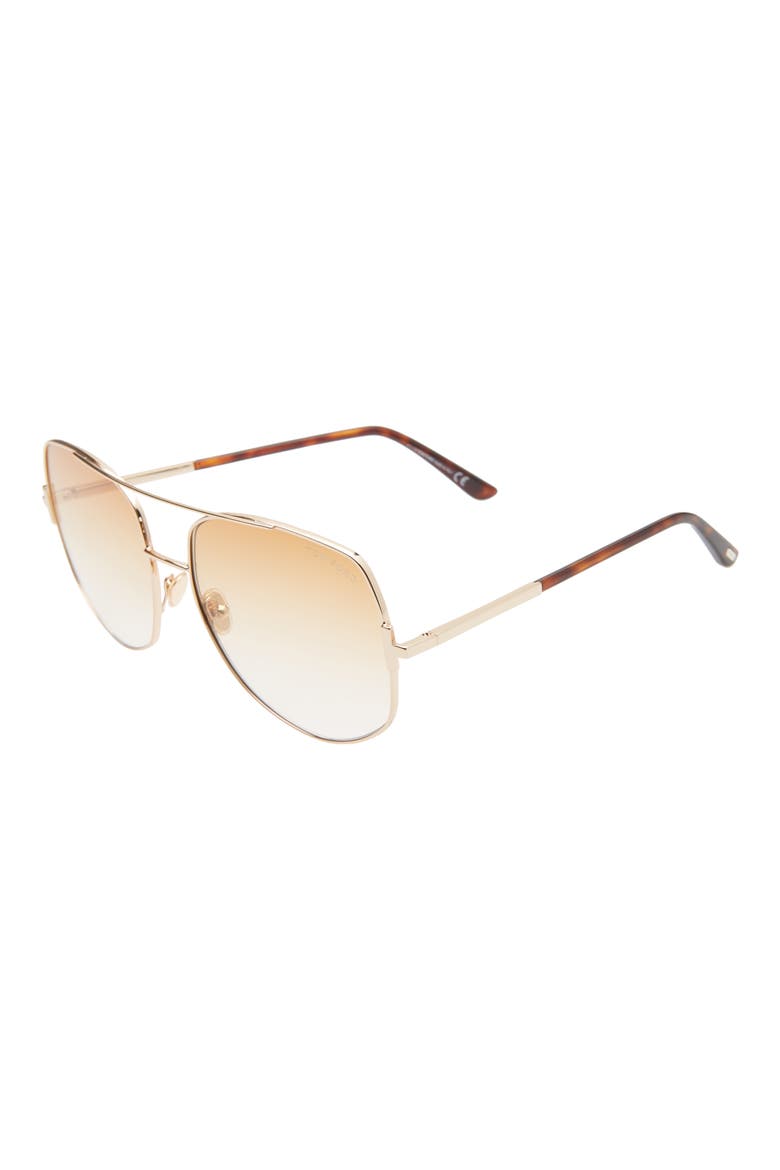 Lennox 62mm Oversize Aviator Sunglasses, Alternate, color, ROSE GOLD/ GOLD