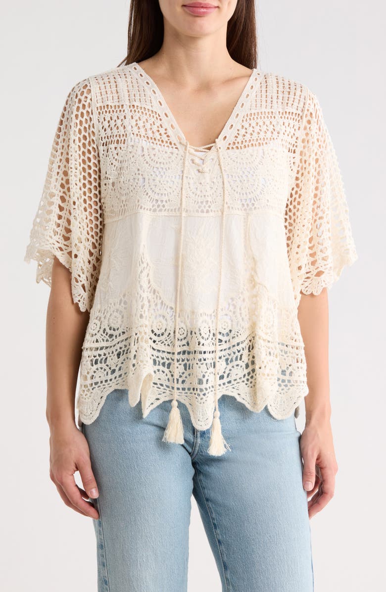 Forgotten Grace Crochet Top, Main, color, Natural