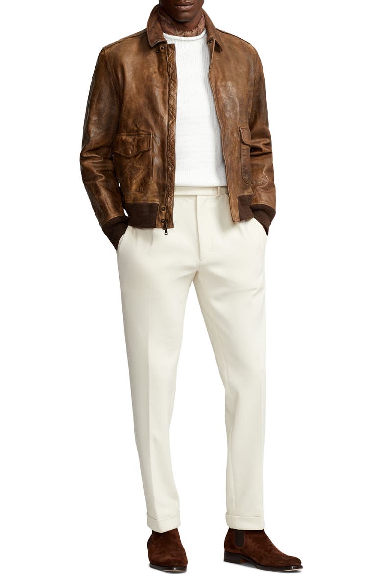 Ridley Leather Bomber Jacket, Alternate, color, VINTAGE BROWN