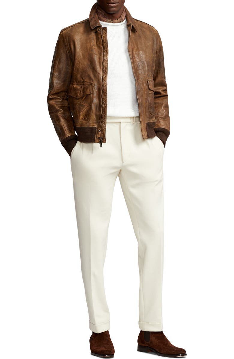 Ralph Lauren Purple Label Ridley Leather Bomber Jacket, Alternate, color,