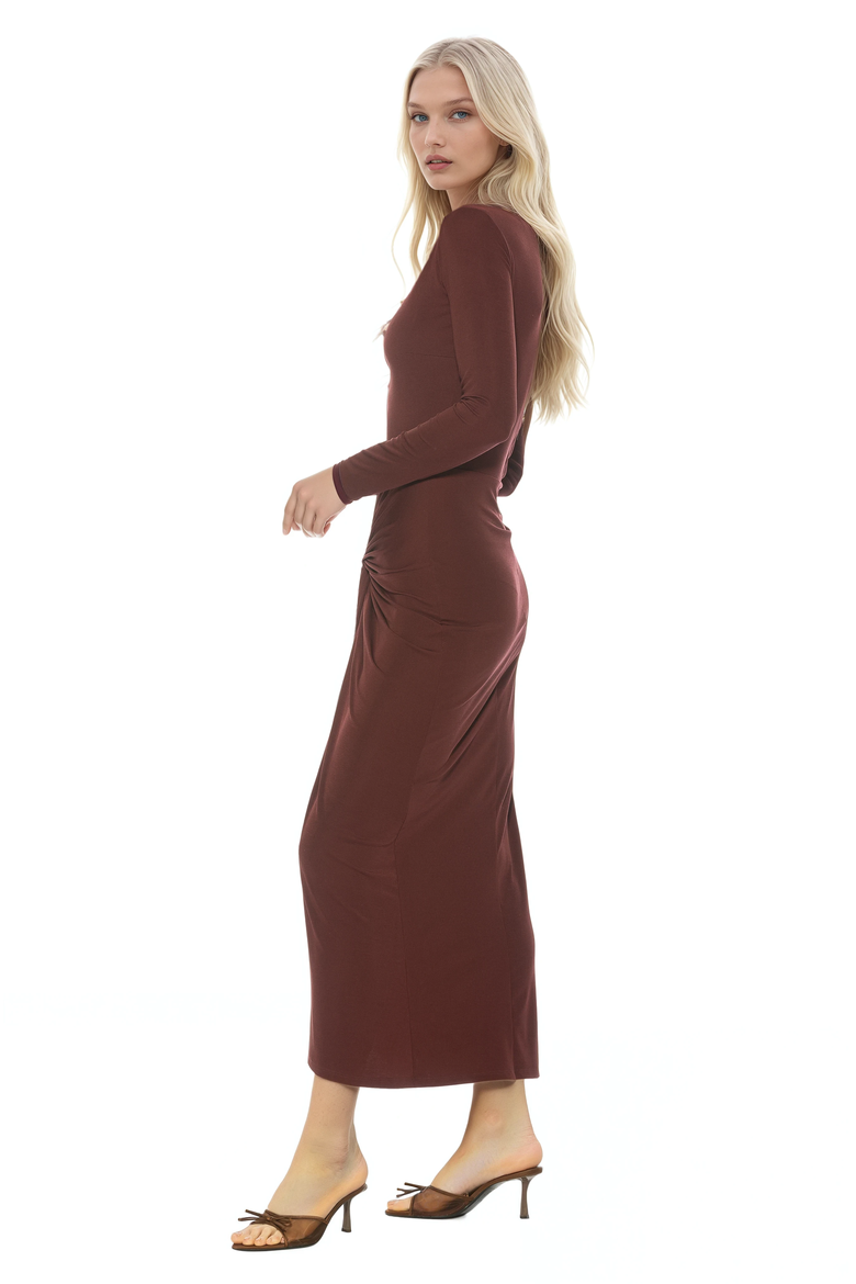 Revel Long Sleeve Draped Skirt Maxi Dress, Alternate, color, Burgundy