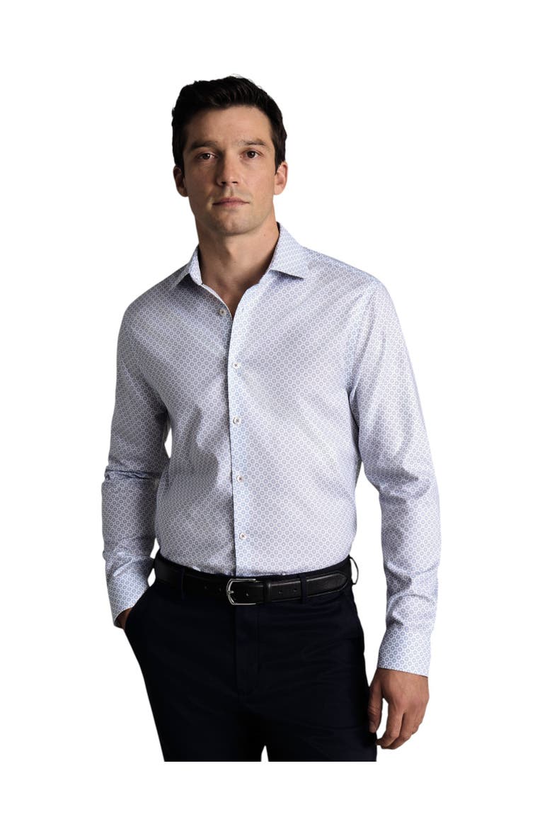Non-Iron stretch Decorative Print Slim Fit Shirt, Main, color, Dark Blue