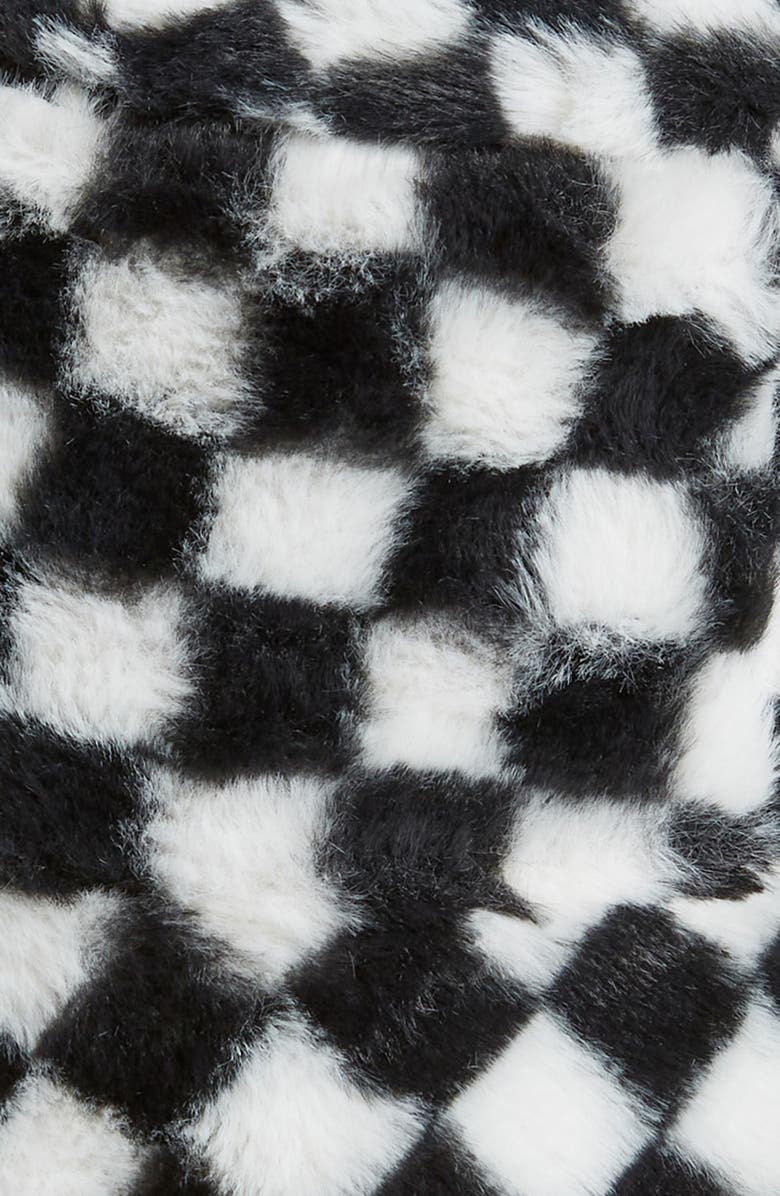 Rainbow Unicorn Birthday Surprise Checkerboard Faux Fur Bucket Hat, Alternate, color,