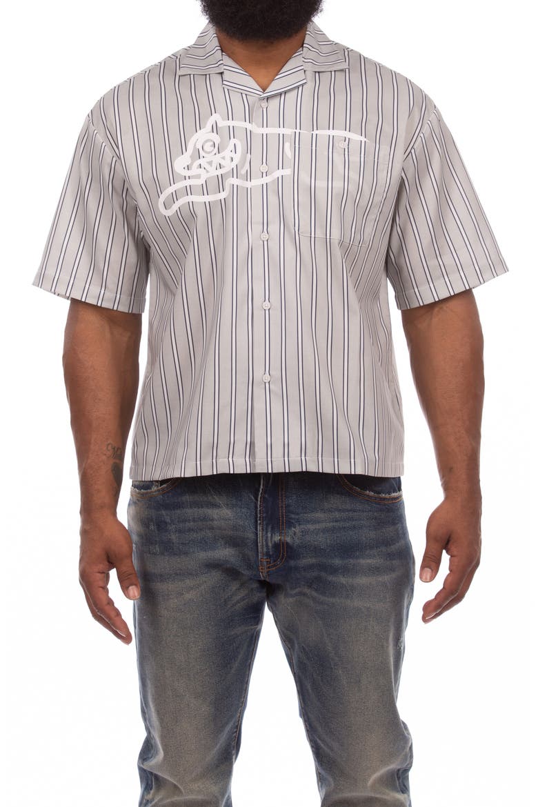 Giant Stripe Cotton Camp Shirt, Main, color, MICROCHIP
