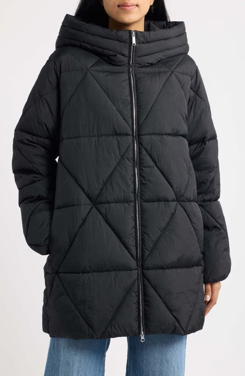 Diamond Quilted Hooded Puffer Coat