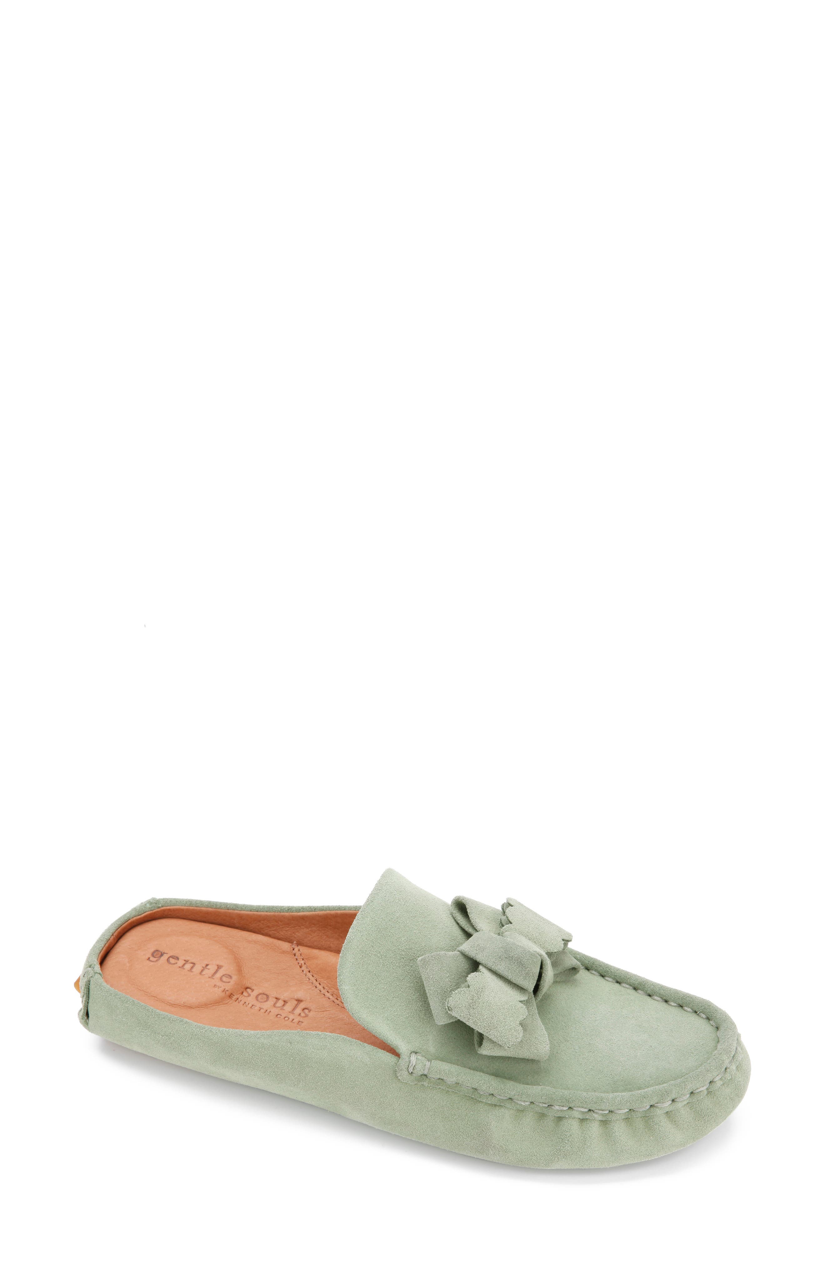 Gentle Souls Signature Mina Bow Driving Mule, Main, color, Basil