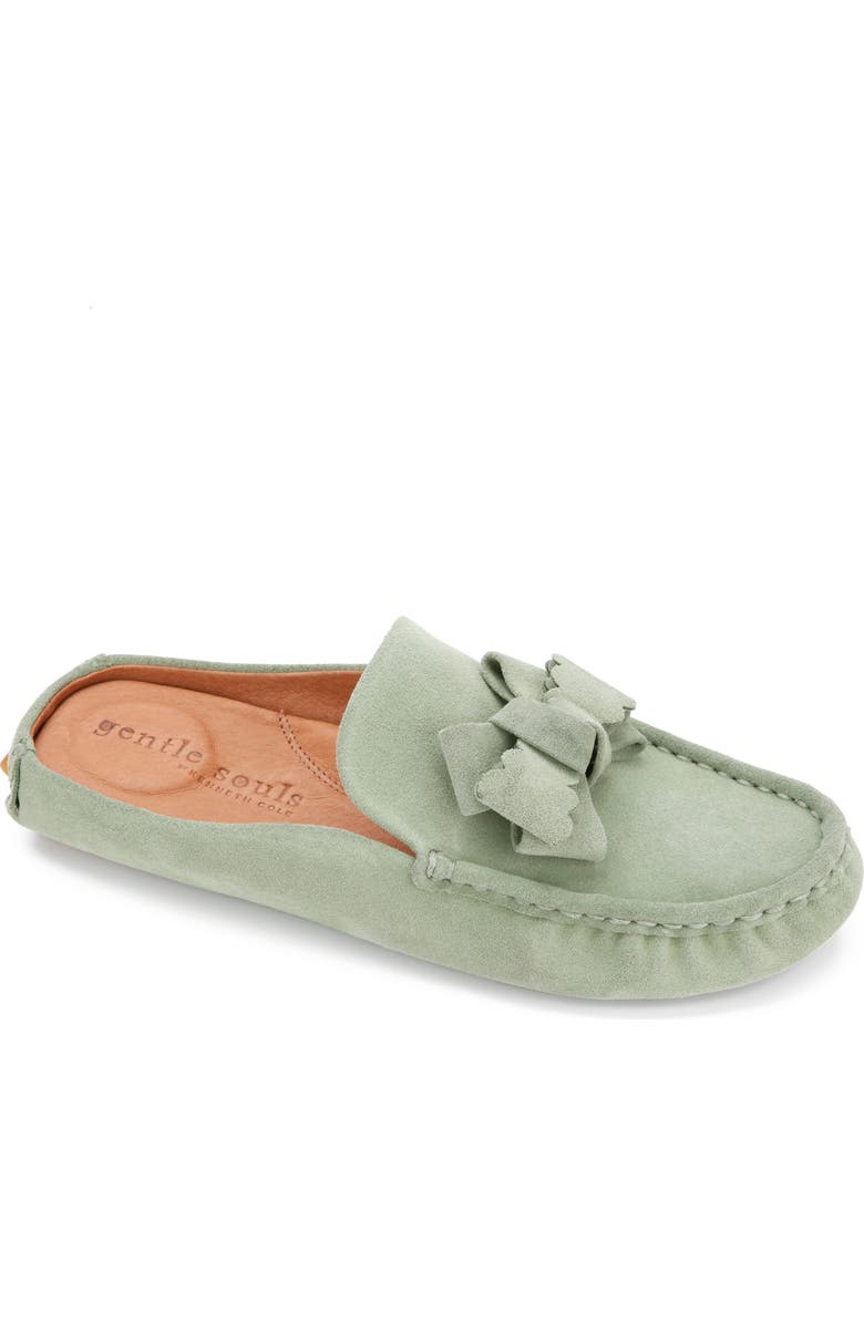 Gentle Souls Signature Mina Bow Driving Mule, Main, color, Basil