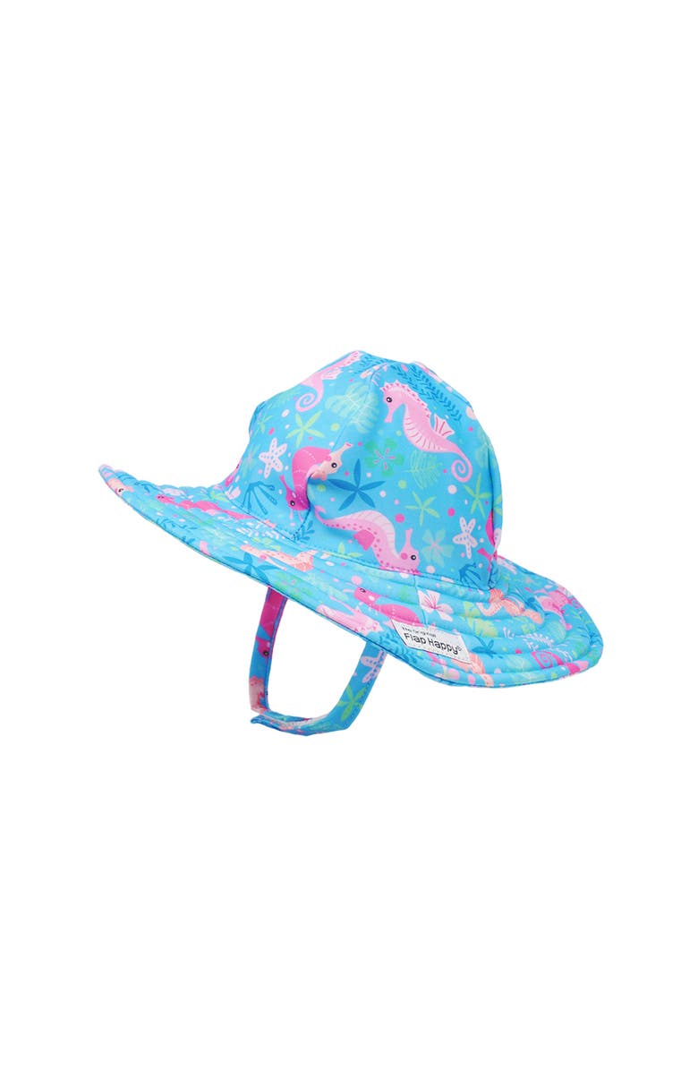 Flap Happy Sustainably Made UPF 50+ Summer Splash Swim Hat, Main, color, Seahorse Garden
