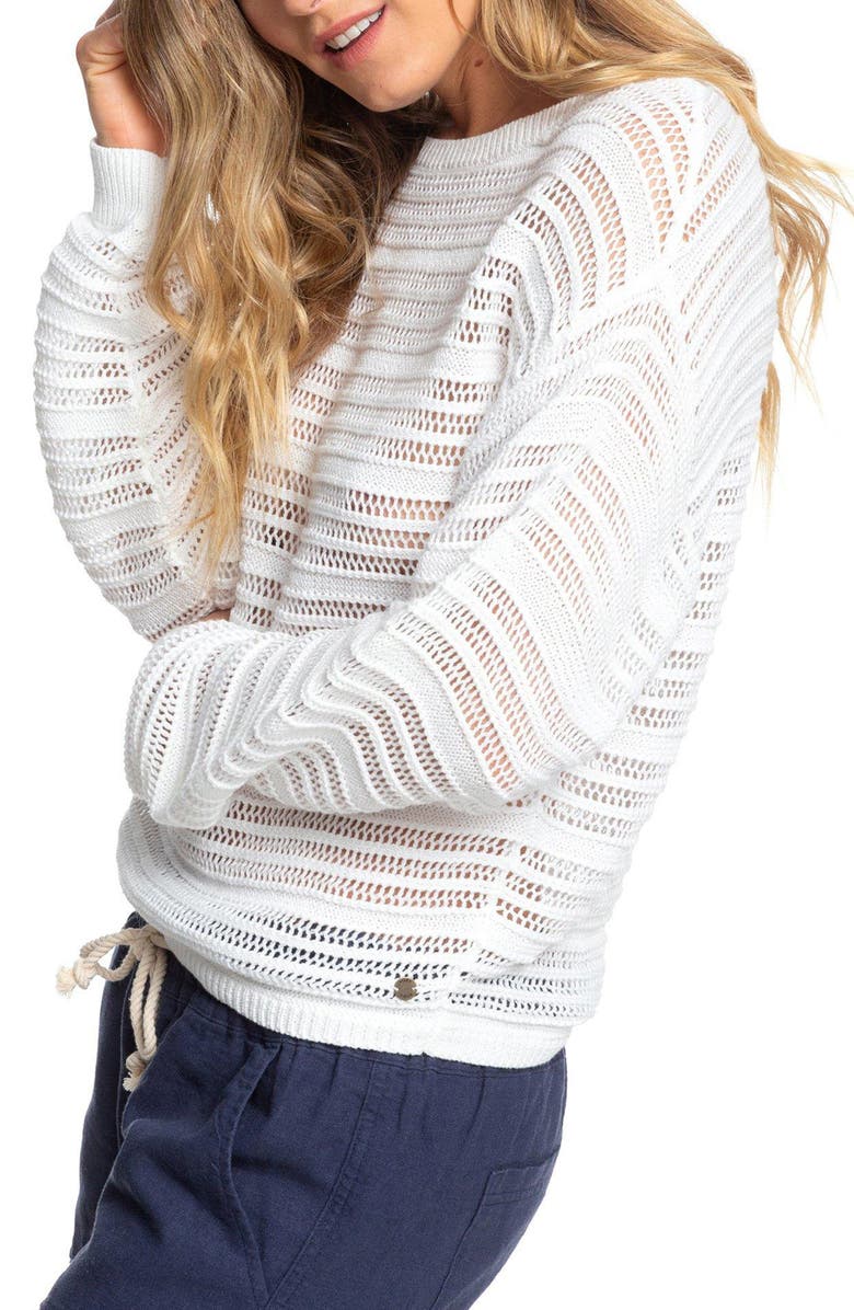 Roxy Sweet Amore Open Stripe Sweater, Alternate, color, 