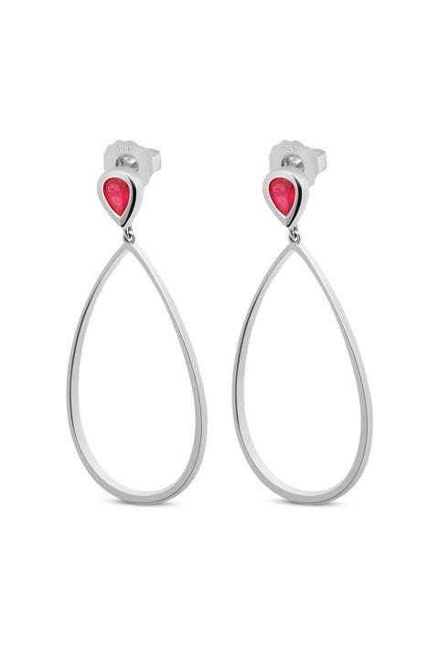 Petal Drop Earrings with Pear Cut Ruby