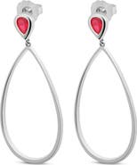 Lucy Quartermaine Petal Drop Earrings with Pear Cut Ruby