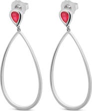 Lucy Quartermaine Petal Drop Earrings with Pear Cut Ruby