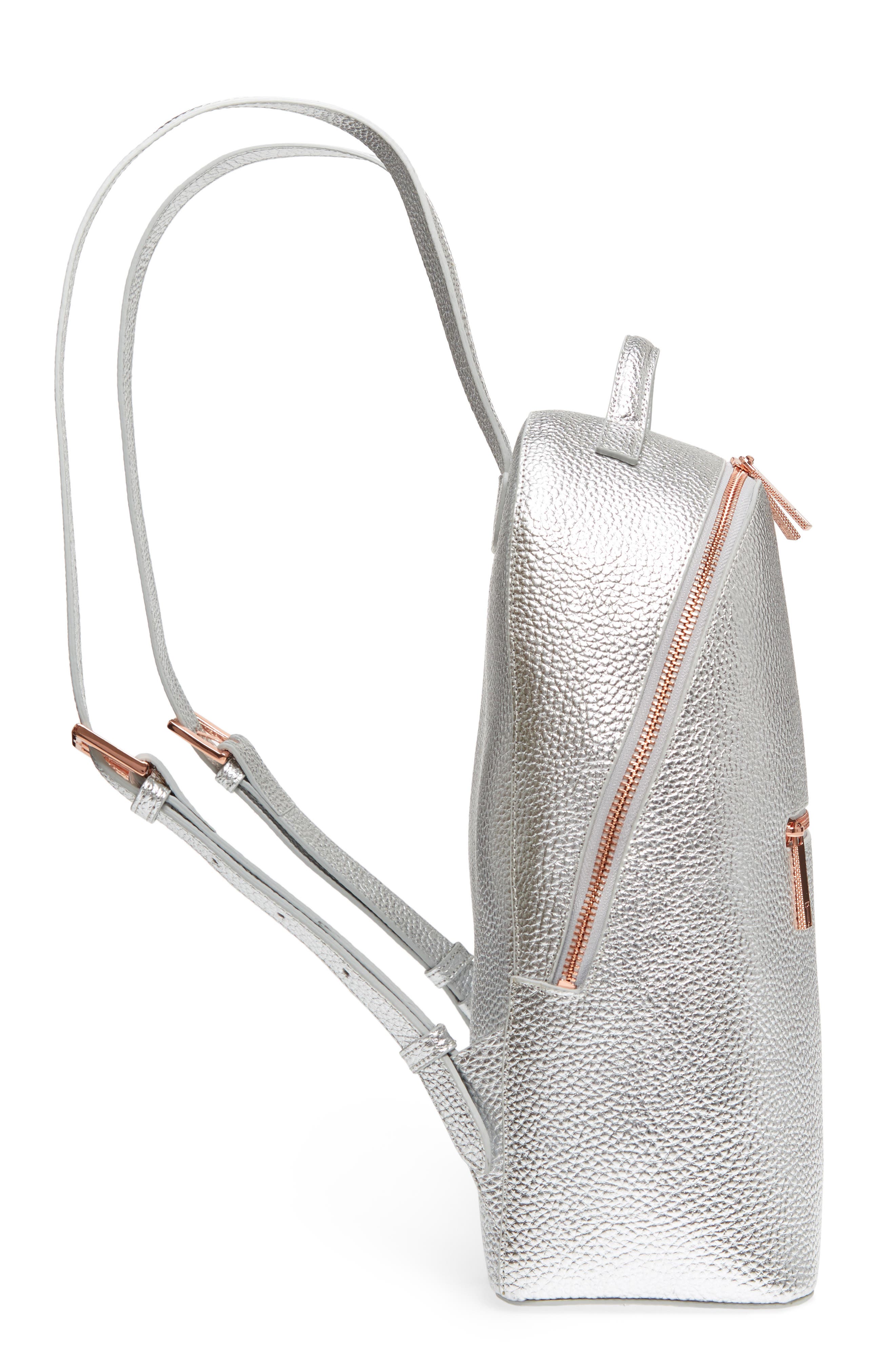 Leather Backpack, Alternate, color, SILVER