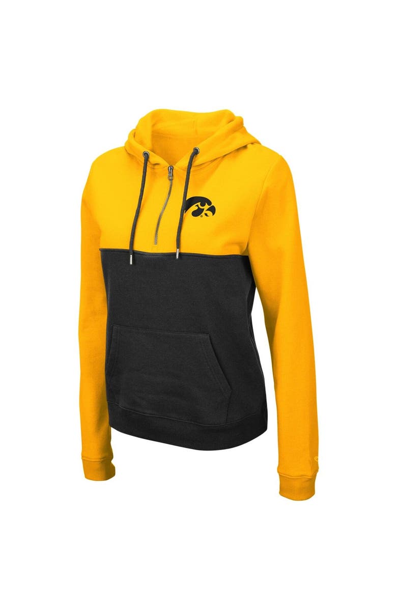 COLOSSEUM Women's Colosseum Gold/Charcoal Iowa Hawkeyes Aidan Lightweight Half-Zip Hoodie, Alternate, color, Gold