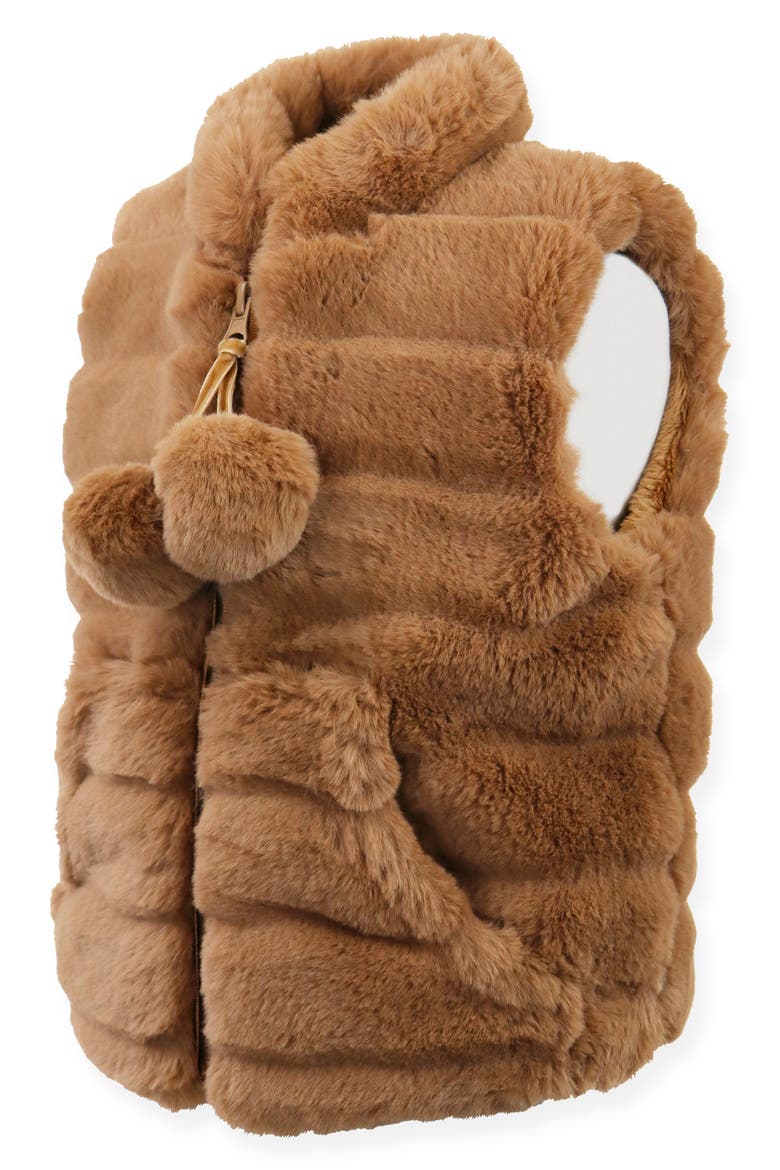 Faux Fur Zip Front Vest, Alternate, color, CHOCOLATE